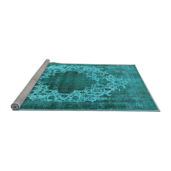 Sideview of Machine Washable Oriental Light Blue Industrial Rug, wshurb535lblu