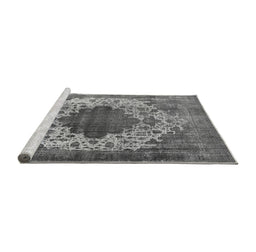 Sideview of Machine Washable Oriental Gray Industrial Rug, wshurb535gry