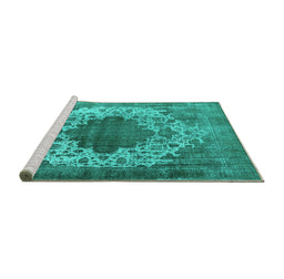 Sideview of Machine Washable Oriental Turquoise Industrial Area Rugs, wshurb535turq
