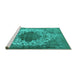 Sideview of Machine Washable Oriental Turquoise Industrial Area Rugs, wshurb535turq