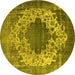 Round Oriental Yellow Industrial Rug, urb535yw