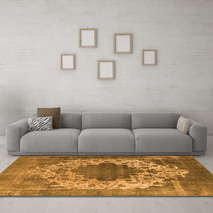 Machine Washable Oriental Orange Industrial Area Rugs in a Living Room, wshurb535org