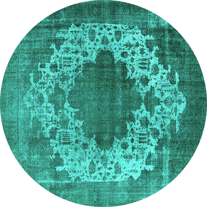 Round Oriental Turquoise Industrial Rug, urb535turq