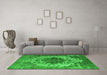 Machine Washable Oriental Green Industrial Area Rugs in a Living Room,, wshurb535grn