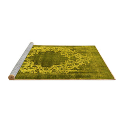 Sideview of Machine Washable Oriental Yellow Industrial Rug, wshurb535yw