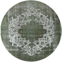 Round Machine Washable Industrial Modern Dark Sea Green Rug, wshurb535