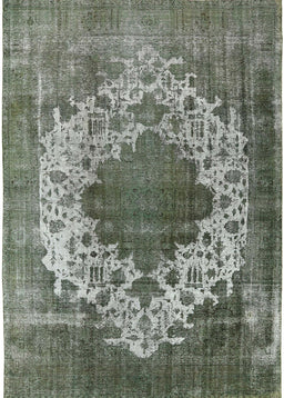 Mid-Century Modern Dark Sea Green Oriental Rug, urb535