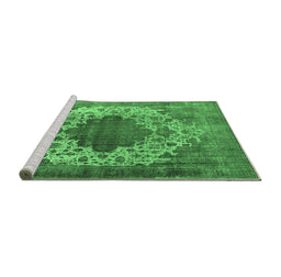 Sideview of Machine Washable Oriental Emerald Green Industrial Area Rugs, wshurb535emgrn