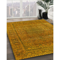 Mid-Century Modern Mahogany Brown Oriental Rug, urb536