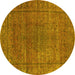 Round Oriental Yellow Industrial Rug, urb536yw