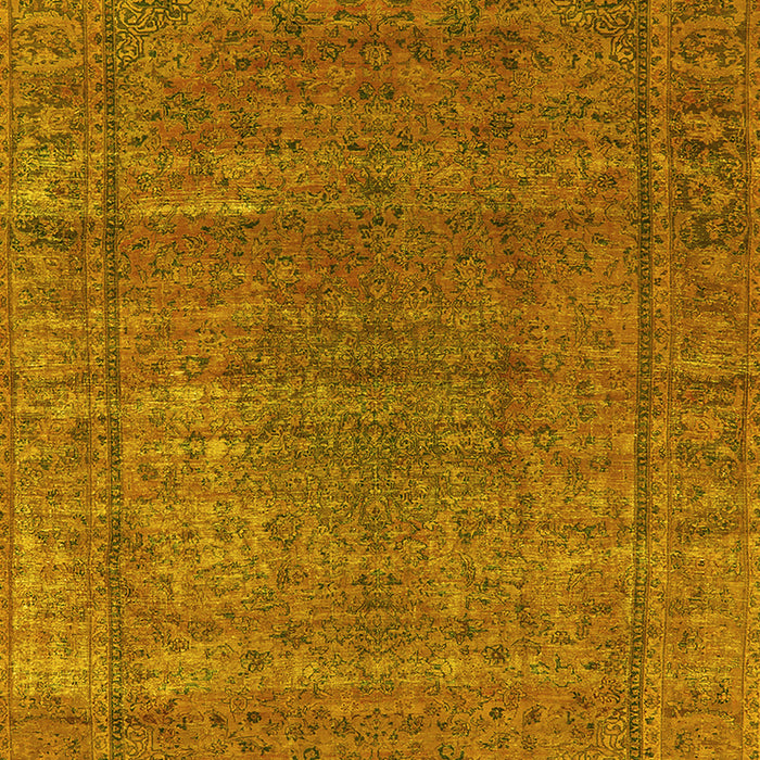 Machine Washable Oriental Yellow Industrial Rug, wshurb536yw