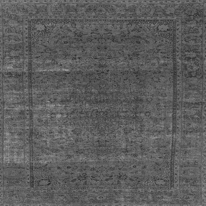 Square Machine Washable Oriental Gray Industrial Rug, wshurb536gry