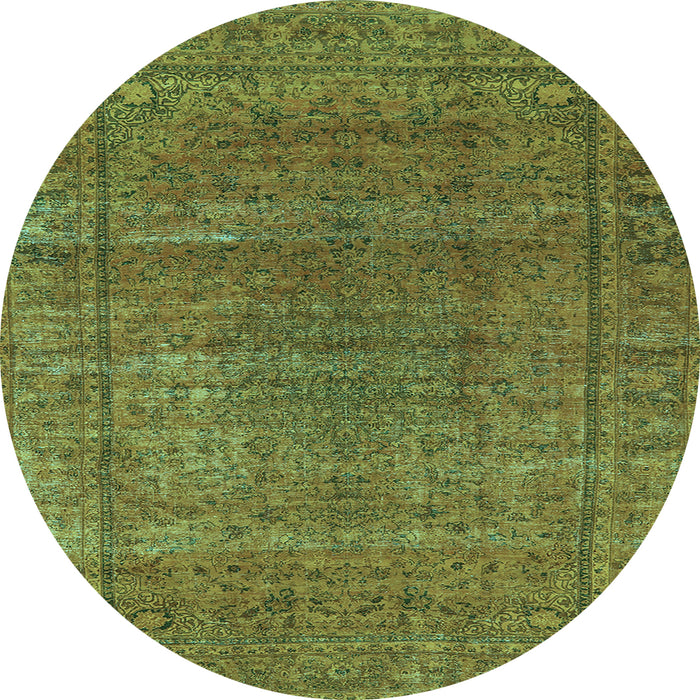 Round Machine Washable Oriental Light Blue Industrial Rug, wshurb536lblu