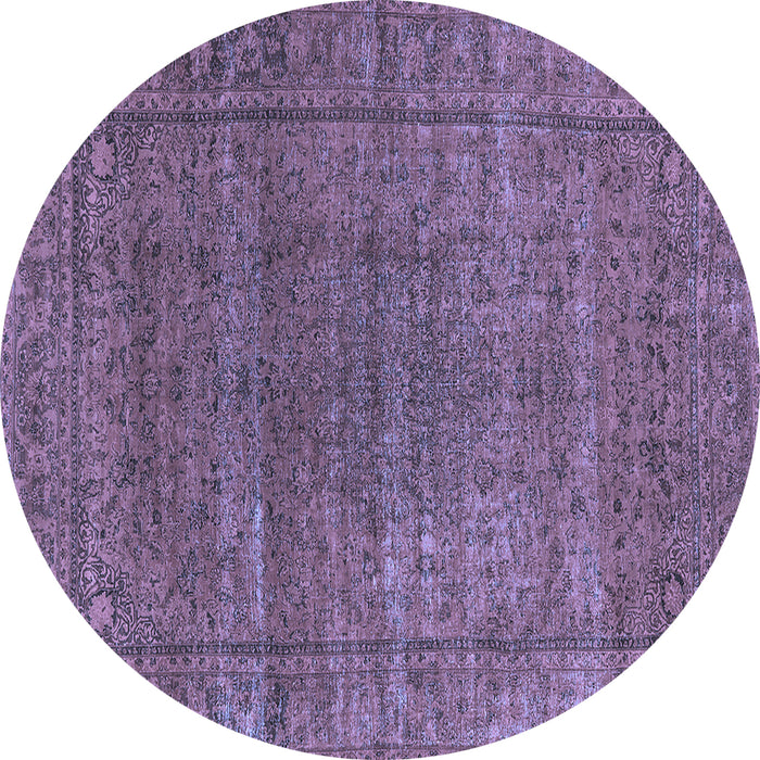 Round Oriental Blue Industrial Rug, urb536blu