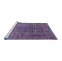 Sideview of Machine Washable Oriental Blue Industrial Rug, wshurb536blu