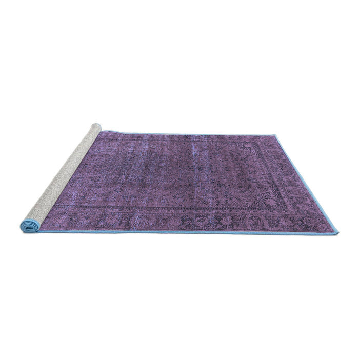 Sideview of Machine Washable Oriental Blue Industrial Rug, wshurb536blu