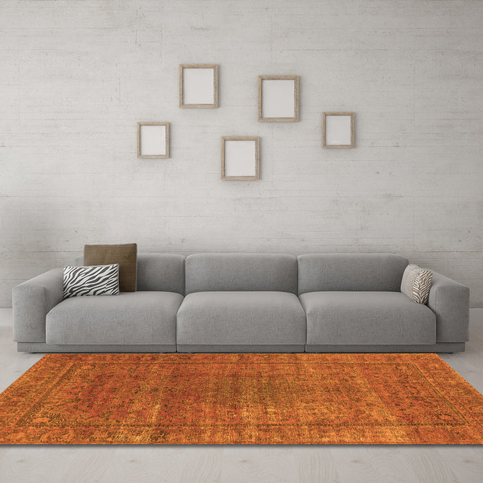 Machine Washable Oriental Orange Industrial Area Rugs in a Living Room, wshurb536org