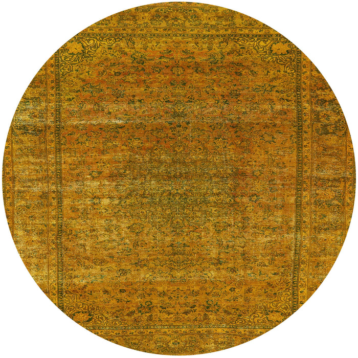 Round Mid-Century Modern Mahogany Brown Oriental Rug, urb536