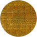 Round Mid-Century Modern Mahogany Brown Oriental Rug, urb536