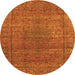 Round Machine Washable Oriental Orange Industrial Area Rugs, wshurb536org