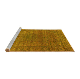 Sideview of Machine Washable Oriental Yellow Industrial Rug, wshurb536yw