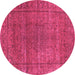 Round Oriental Pink Industrial Rug, urb536pnk