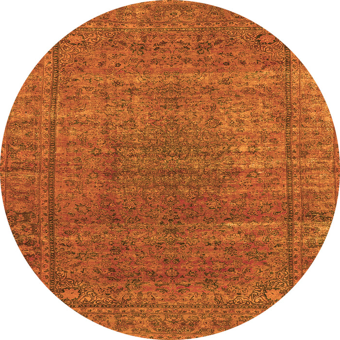 Round Oriental Orange Industrial Rug, urb536org