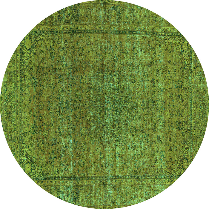 Round Machine Washable Oriental Turquoise Industrial Area Rugs, wshurb536turq