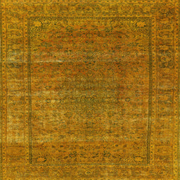 Square Mid-Century Modern Mahogany Brown Oriental Rug, urb536