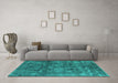 Machine Washable Oriental Turquoise Industrial Area Rugs in a Living Room,, wshurb537turq