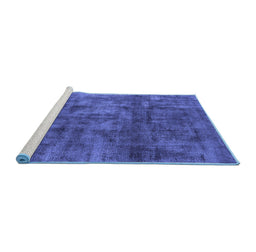 Sideview of Machine Washable Oriental Blue Industrial Rug, wshurb537blu