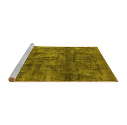 Sideview of Machine Washable Oriental Yellow Industrial Rug, wshurb537yw