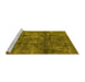 Sideview of Machine Washable Oriental Yellow Industrial Rug, wshurb537yw