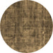 Round Oriental Brown Industrial Rug, urb537brn