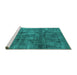 Sideview of Machine Washable Oriental Turquoise Industrial Area Rugs, wshurb537turq