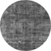 Round Machine Washable Oriental Gray Industrial Rug, wshurb537gry