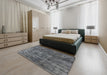 Machine Washable Industrial Modern Gray Rug in a Bedroom, wshurb537