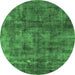 Round Oriental Emerald Green Industrial Rug, urb537emgrn