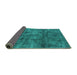 Sideview of Oriental Turquoise Industrial Rug, urb537turq