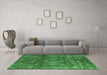 Machine Washable Oriental Emerald Green Industrial Area Rugs in a Living Room,, wshurb537emgrn