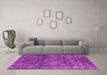 Machine Washable Oriental Pink Industrial Rug in a Living Room, wshurb537pnk