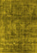 Machine Washable Oriental Yellow Industrial Rug, wshurb537yw