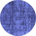 Round Oriental Blue Industrial Rug, urb537blu