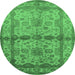 Round Oriental Emerald Green Traditional Rug, urb538emgrn