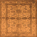 Square Machine Washable Oriental Orange Traditional Area Rugs, wshurb538org