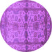 Round Machine Washable Oriental Purple Traditional Area Rugs, wshurb538pur