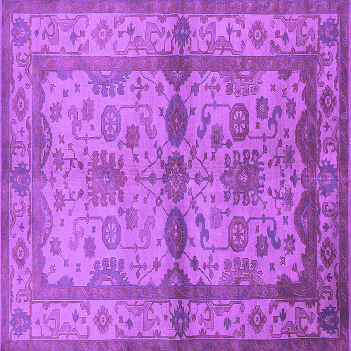 Square Machine Washable Oriental Purple Traditional Area Rugs, wshurb538pur