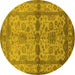 Round Oriental Yellow Traditional Rug, urb538yw