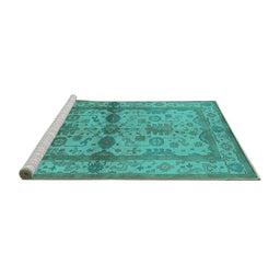 Sideview of Machine Washable Oriental Turquoise Traditional Area Rugs, wshurb538turq