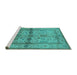 Sideview of Machine Washable Oriental Turquoise Traditional Area Rugs, wshurb538turq